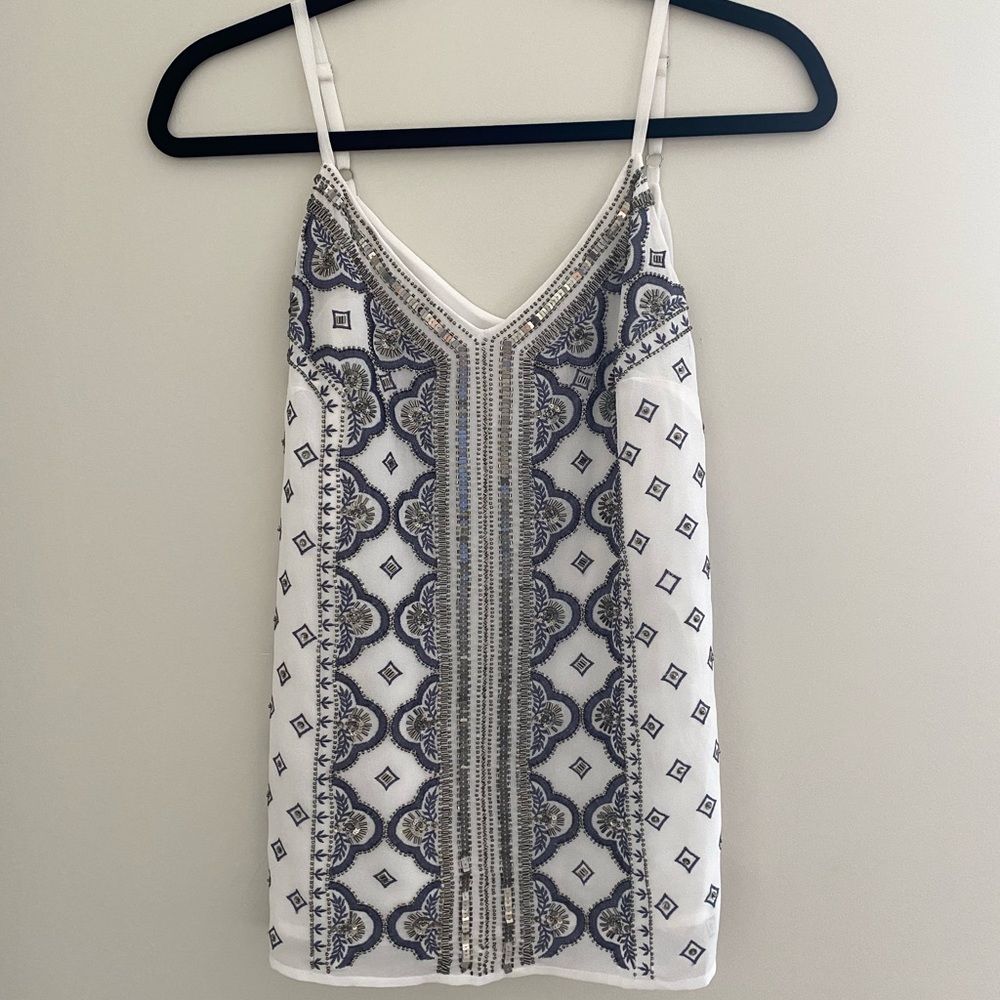 White House Black Market Beaded Ivory Cami
